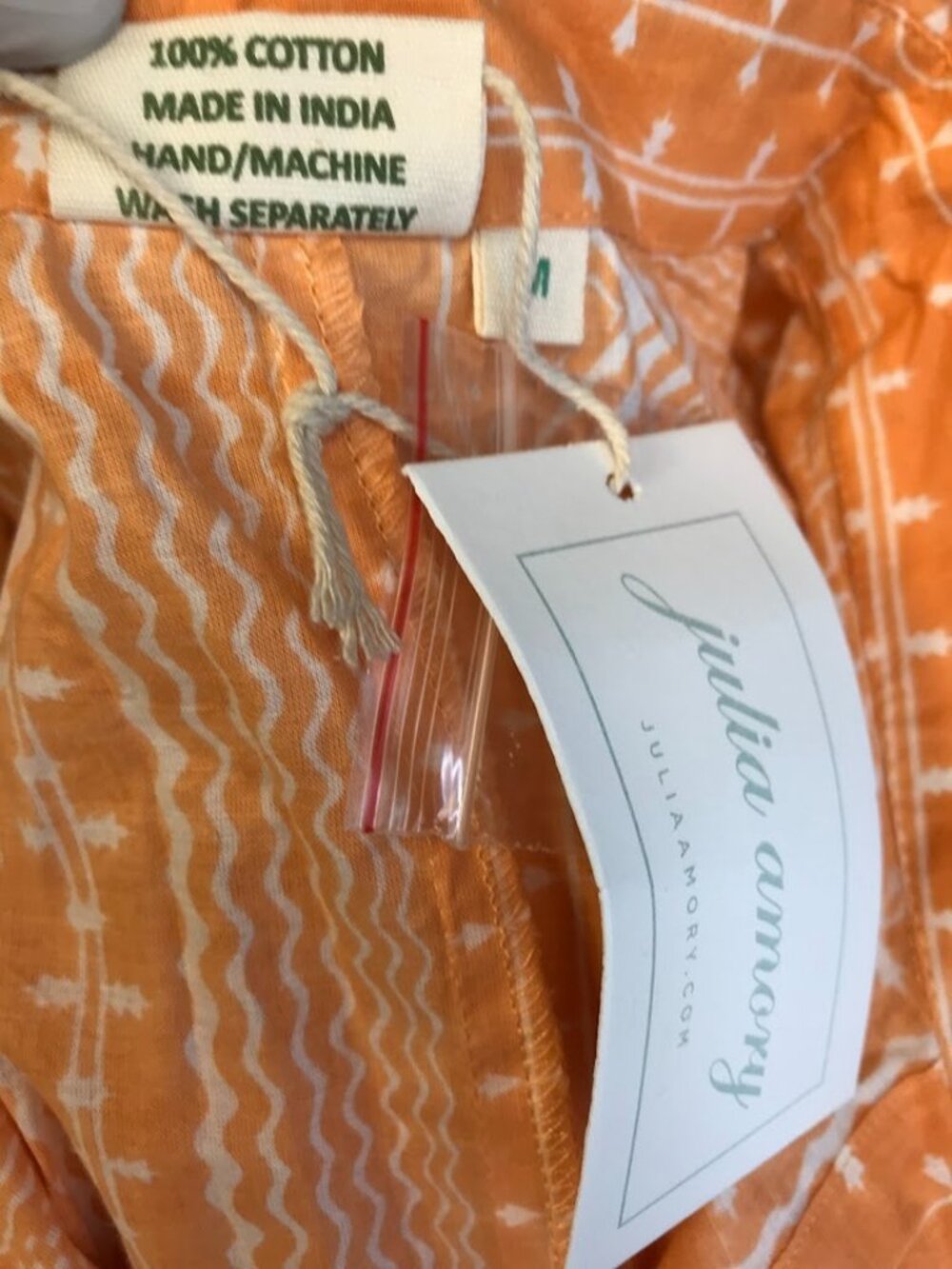 NWT Julia Amory 100% Cotton Orange Shirt Dress Medium - Picture 6 of 11